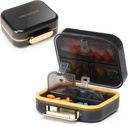 Toplive 7 Compartimentos Portátil pílula Organizador de viagem Medicina pílula Organizador, Moisture Proof Small Pill Case Pocket Pill Holder Daily Pill Container Box for Fish Oil Vitaminas, Preto