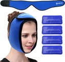 Face Pacote de Gelo Envoltório para TMJ, Dentes de Sabedoria, WORLD-BIO Envoltório de mandíbula com 4 embalagens de gel de terapia fria quente reutilizável para cabeça, queixo, cirurgia oral e facial, alívio da dor para inchação, lesões, implantes dentários