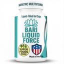 Bari Liquid Force Um por dia Multivitamina bariátrica com ferro – tampas de gel de absorção rápida para manga gástrica, bypass, interruptor Duodenal – mistura de superalimentos - bariátrico deve ter para mulheres e homens