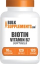 BulkSuplements.com Biotin 10000mcg Softgels - Vitamina B7, Vitaminas Biotin para cabelos, pele e unhas, Suplemento Biotin - sem glúten, 1 Softgel por serviço, 120 contagem (Pacote de 1)