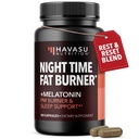 Night Time Fat Burner Cápsulas para Homens e Mulheres - Supressor de apetite para perda de peso com feijão branco do rim - 60 Contagem - Metabolismo Booster com melatonina para apoio ao sono - 2-Month Supply