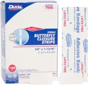 Dukal Borboleta encerramento tiras. Pacote de 100 Bandas de fechamento de feridas adesivas. Bandagens esterilizadas para protecção contra feridas. Utilização única. Individualmente embrulhado. Fácil de aplicar.