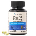 DAIKEN Mini Fish Oil 1200 mg, rTG Omega 3 1000mg, 60 Softgels, alta absorção e óleo de peixe arrotado para o coração saudável, cérebro e seco apoio