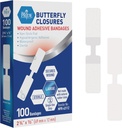 Fita MED PRIDE Borboleta Fechaduras Bandas para Fechamento da Ferida, Adesivos Hipoalergênicos Estéreos Não-Stick Pad, Livre de Látex, Embalagem de 100 Tamanhos Variados (Grande)