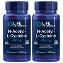 Extensão de Vida N-Acetil-L-Cisteína (NAC), Resposta Imunitária, Saúde Respiratória, Saúde do Fígado, NAC 600 mg, Defesa antioxidante, radicais livres, Fácil de Absorver - Dois Pacote x 60 Cápsulas