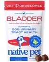 Tratamento ITU cão animal de estimação nativo - Suplemento de cranberry para cães Controle de bexiga e apoio renal - Prevenir infecção urinária e incontinência urinária - Feito com extrato de cranberry real - 30 Mastigações