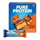 Barras de proteína pura, alta proteína, lanches nutritivos para apoiar a energia, baixo açúcar, sem glúten, Chocolate Amendoim Caramel, 1,76 onças, 12 contagem (Pacote de 1) (Packaging May Vary)