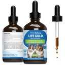 Bem-estar de animais de estimação ouro vida para gatos - Suporta desintoxicação, saúde do sistema imunológico, antioxidantes - Vet-Formulated Herbal Supplement – 4 oz (118 ml)