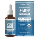 L Folato de metilo 15mg Plus Cofator de metilo B12 – Flavor de Berry orgânico, Forma sublingual ativa 5-MTHF de alta potência - Suporta humor, metilação, cognição – Formas bioativas Vitamina B9 e B12 (1oz)