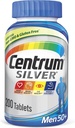 Multivitamina Centrum Silver para Homens 50 Plus, Suplemento Multivitamina/Multimineral com Vitamina D3, B Vitaminas e Zinco, Sem Glúten, Ingredientes Não-GMO - 200 Contagem