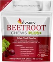 Beterraba Nitric Oxide Supplement - 1000mg Beterraba em pó com L Arginina, L Citrulina, Extrato de semente de uva, Niacina, Vitamina C & B12 - Mastigação de beterraba - Embalagem de 60