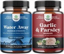Pacote de água Away Retenção de fluidos com extrato de folha de Dandelion e chá verde para alívio de enchimento e concentrado de alho odorless Softgels - Salsa Extrato e suplementos de alho envelhecido para Gut Support