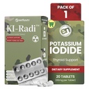 TerrestreNutri KI-RadiTM Potássio Iodeto Comprimidos 65 mg – Suplemento de Iodo de alta potência para suporte à tireóide, Preparação de Emergência – Suplemento de Potássio em Selo de Blister de Foil-Foil – 20 Comprimidos (1 embalagem)
