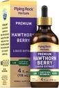 Piping Rock Hawthorn Berry Extrair Líquido 4 fl oz Herb Tinture Drops . Premium Suplemento Vegetariano .