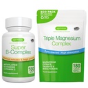 Super B-Complex 180 Comprimidos + Triplo Magnésio Complexo 180 Comprimidos Vegan Bundle, Metilado Mantido Liberação B Complexo + Alta Absorção Quelated Magnésio Glycinate, Taurate & Citrato, por Igennus