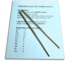 Fio de gerador de prata coloidal Garantido 99,99% Puro - Conjunto de (2) 4" Rods de eletrodo 12-Gauge (0,08 pol. / 2,06 mm) com Certificado de Compliance / Análise Química Completa de Composição de Liga