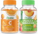 Vitamina C vitalável 750mg + Panax Ginseng, chicletes Bundle - Grande degustação, Suplemento de vitamina, Gluten Free, GMO Free, chiclete mastigável