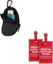 Neoprene Asma Inhaler Holder Preto e 2 pacotes de suprimentos médicos dentro Tag Bundle