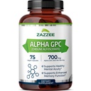 Zazzee Força extra Alpha GPC Choline, 700 mg por serviço, 75 cápsulas Vegan, 100% Pure Pharmaceutical Grade, 100% Vegetarian, padronizado para potência e pureza, All-Natural e não-GMO