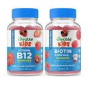 Vitamina B12 livre de açúcar vivo crianças + fibra preciotic crianças, chicletes Bundle - Grande degustação, Suplemento de vitamina, Sem glúten, GMO livre, chiclete mastigável
