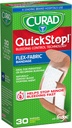 CURAD QuickStop Sangramento Controle Bandagens de tecido flexíveis, Tamanhos variados, contagem de 30