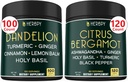 Pacote 6in1 Dandelion Supplement & 6in1 Citrus Bergamot Supplement - Suporte Relaxação, Coração, Digestão Saúde e Imune