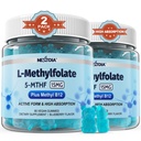 L-MetilFolato 15mg & Metil B12 Gummies, Metilado B1, B2, B6 Multivitamins - Active 5-MTHF & alta absorção - Suporta o gene MTHFR, Cognição, Níveis de Homocisteína, Metabolismo de Folato, Vegan, 120 Cts
