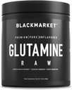 BLACKMARKET RAW Glutamina - exercitar mistura de bebida em pó para homens e mulheres, melhorar a recuperação e reduzir a dor muscular, aumentar a memória, foco, concentração, 300 gramas