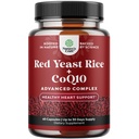 Red Yeast Rice with CoQ10 Supplement - Advanced Healthy Heart & Healthy Cholesterol Levels Fórmula para Homens e Mulheres - Cápsula de força extra com Red Yeast Rice 1200 mg Cápsulas com CoQ10-60 Contagem