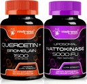 WELLNESS LABSRX Quercetin com Bromelain □ Cápsulas Suplemento Nattokinase - 5000 FU - Enzimas de Natto Puro Extracto Japonês