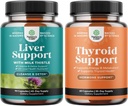 Pacote de Liver Cleanse Detox & Repair - Cardo de leite de silymarin Raíz de dente-de-leão, Beetroot & Alcachofra Extrato & Suporte de tireóide - L Tyrosine, Bladderwrack, Selenium & Ashwagandha para equilíbrio hormonal
