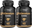 Potássio de dose de saúde + Iodeto (KI) Comprimidos – 130mg 140 Comprimidos – para suporte de tiroide, metabolismo celular e equilíbrio eletrolítico – Não-GMO, Gluten-Free, GMP Certified, Pack de 2