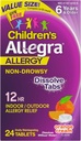 Allegra Crianças 12 horas de Alergia Alívio Oral Dissolvendo Comprimidos, Medicina de Alergia Interior e Exterior, 30 mg de Fexofenadina HCI Anti-histamínico para Crianças, Orange Cream Flavor, 24-conta