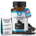 Cápsulas de Carvão Ativado 1200 MG, 60 Veg Caps, 30-Dias Premium Detox & Suporte Digestivo, Gás & Bloating Alívio, Coco orgânico Shell Charcoal, Gut Health, EUA Made.