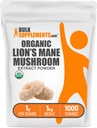 BulkSupplements.com Extrato de Cogumelo de Mana de Leão Orgânico Pó - Leões Mane Suplemento Pó, Superalimentos para Bem-Estar - Vegan, 1g por serviço, 1kg (2.2 lbs) (Pacote de 1)