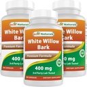 Best Naturals White Willow Bark 400 mg 180 Cápsulas (180 Contagem de 3)