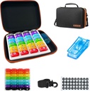 Organizador mensal de comprimidos 1 vez um dia, Organizador mensal 1 vez um dia com 32 Compartimentos diários & 1 cortador de pílulas & 1Caso de viagem & 1Curter de sapatos & 2PCS 31 dias. Cabo confortável, BPA-livre.