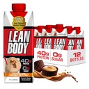 Shake de proteína de corpo magro pronto para beber, 40g de proteína, mistura de soro de leite, 0 açúcar, sem glúten, 22 vitaminas e minerais, (cartonagem reciclável & lid - pacote de 12) LABRADA (manteiga de amendoim de chocolate)