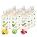 AloeCure Orgânico Aloe Vera Juice - 12 frasco pacote de amostras - uva, limão, sabor natural, 12x500ml