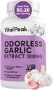 Extrato de Alho Odorless - Alicin-Rich 300 mg Suplementos de Alho Herbal para Coração, Fígado e Imune Suporte I Não-GMO, Gluten-Free, Vegan - 90 Cápsulas de Alho