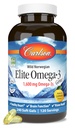 Carlson Elite Omega-3 Gems, 1600 mg Omega-3 com EPA & DHA, Lemon Flavor, 240 Softgels – Wild-Caught Norueguês Fish Oil, Fonte Sustentável