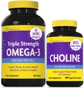 InnovixLabs Choline & Triple Omega-3 Bundle Choline Bitartrate 550mg (100 Cápsulas) Tripla Força Omega (200 Softgels). Suporta memória, humor, saúde cerebral e aumentar o cognitivo.*