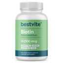 BESTVITE Biotin 10.000mcg (240 Cápsulas vegetarianas) - Sem Stearates - Sem Fosfato de Dicálcio - Sem Adoçantes Artificiais - Sem sabores - Sem agentes de fluxo - Vegan - Não OGM - Gluten Free