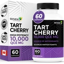 Renew Actives Tart Cherry Extra 500mg por 2 Cápsulas – Antioxidante de alta potência para Proteção Radical e Bem-Estar Grátis – 60 Cápsulas Fácil de Lavar – Feito no Canadá