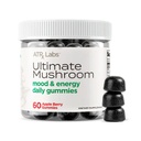 Pastilhas Diárias de Cogumelo Ultimate - Pastilhas de Cogumelo com Cordyceps, Mane do Leão e Reishi, além de Huperzine A & L-Theanina, pode melhorar o humor e a energia, Apple Berry Flavor, 60 Gummies