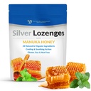 Lozenges de prata com mel Manuka orgânico e vitamina C - Nano All-Natural Prata 45-50mcg de 60 PPM Coloidal Silver Mineral Drops para apoiar o sistema imunológico, soothe, tosse fresca & garganta, 24-Lozenges