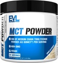 Evluition Nutrition MCT Powder - Keto Supplement - MCT Oil Powder - 10G Triglicéridos de cadeia média - Bebida de energia do cérebro e corpo - Suplemento de ácido gordo - Vegan & Non-GMO - 20 Servings - Sem sabor