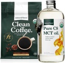 Força natural cinza assado limpo café + orgânico puro C8 MCT pacote de óleo – 100% C8 MCTs & Molde & Micotoxina café gratuito – Não-GMO, Keto, Paleo, e Vegan - 12 Oz e 32 Oz