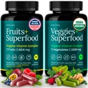 100% Orgânico Fruits and Veggies Supplement (USDA Organic - Made in USA) 180 Potent Fruits and Vegetal Capsules for Energy Boost & Daily Fruit and Vegetal Vitaminas - Vegan, Non-GMO, Gluten-Free
