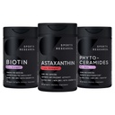 Sports Research® Healthy Skin and Hair Support - Vegan Biotin 10.000mcg com óleo de coco, força tripla Astaxantina 12mg, e Phytoceramidas 350mg por Softgel · Não-GMO · Vegan · Gluten-Free
